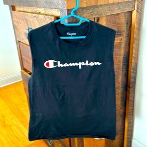 Champion Sleeveless Black T-Shirt Size L 100% Cotton